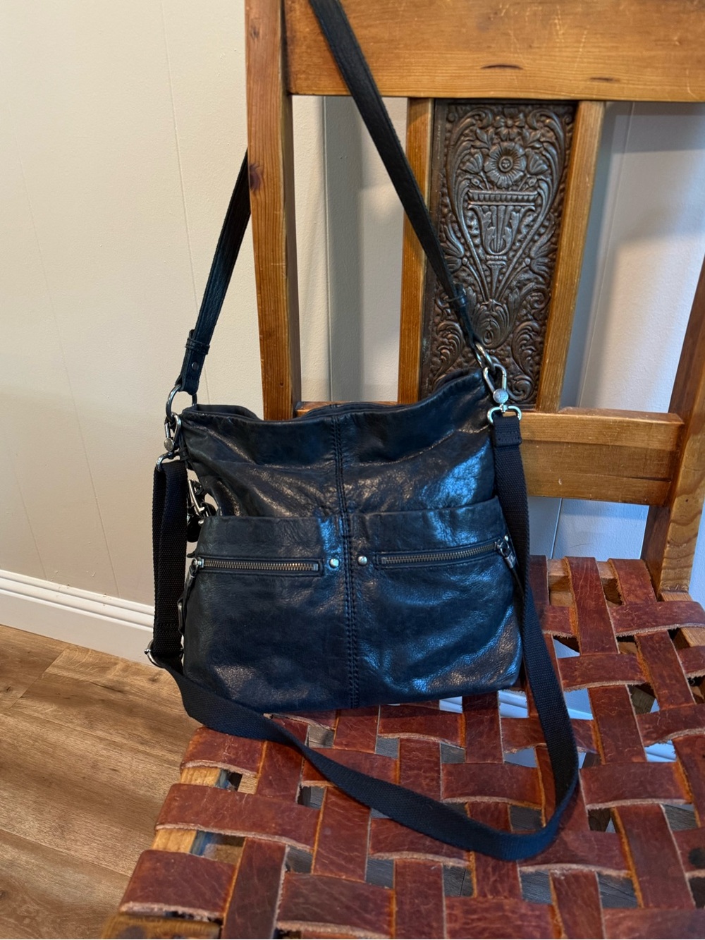 The Sak Black Leather Shoulder Bag